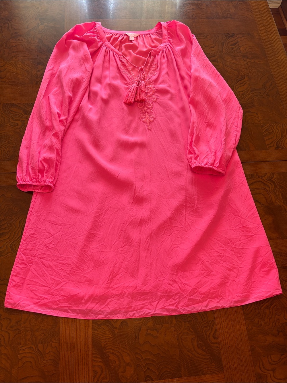 Lilly Pulitzer Hot Pink Tassel Peasant Dress for Kids